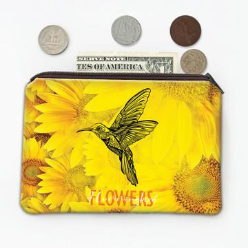 Vintage Hummingbird Flowers : Gift Coin Purse Art Design For Her Woman Friend Mother Birthday