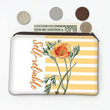 For Self Reliable Woman : Gift Coin Purse Poppy Flower Stripes Floral Art Print Birthday Favor Decor