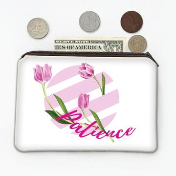 Pink Tulip Tulips Lover : Gift Coin Purse Patience Flower Floral Print For Her Woman Mothers Day Stripes