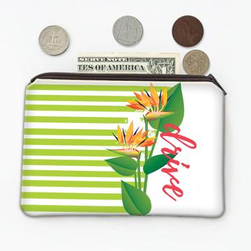 Exotic Flower Stripes Art : Gift Coin Purse Drive Tropical Plant Floral Decor Personalized Custom