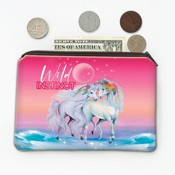 Wild Instinct Horses : Gift Coin Purse For Horse Lover Romantic Art Print Kid Children Fairytale Unicorn