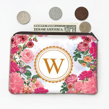 Floral Frame Custom Name : Gift Coin Purse Personalized For Her Woman Flowers Rose Birthday Favor