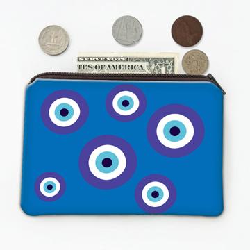 Evil Eyes Turkish Ornament : Gift Coin Purse Esoteric Spiritual Art Print Blue Eye Poster Trendy Cute