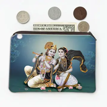 Radha Krishna Indian Art : Gift Coin Purse Hindu Religion God Devotional Poster For Home Decor