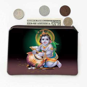 Baby Krishna Hinduism : Gift Coin Purse Hindu Religious Art God Vintage Print