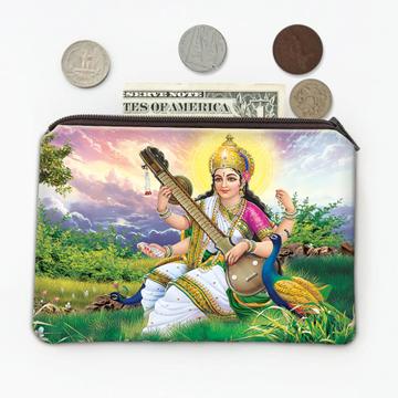 Saraswati : Gift Coin Purse Vintage Indian Hindu Goddess Devotional Print Poster Home
