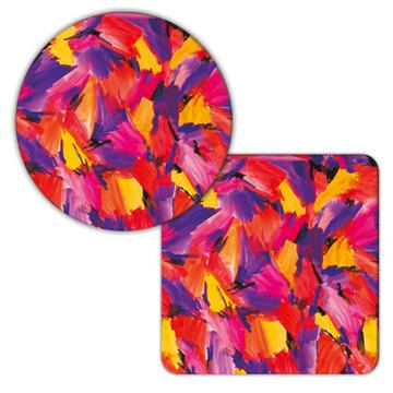 Painting Abstract Pattern : Gift Coaster Colorful Seamless Artistic Smears Fabric Print Home