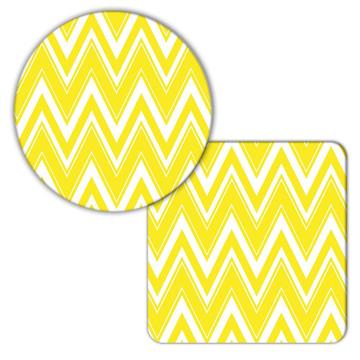 Yellow and White Chevron : Gift Coaster Abstract Scandinavian Decoration