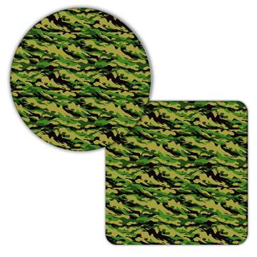 Green Camo : Gift Coaster Camouflage Military Pattern Decal Wrap Around