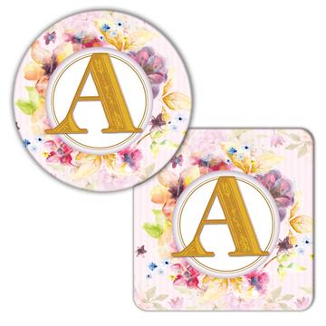Monogram Letter A : Gift Coaster Name Initial Alphabet ABC