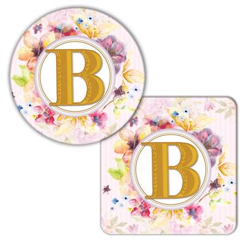 Monogram Letter B : Gift Coaster Initial Name ABC Alphabet