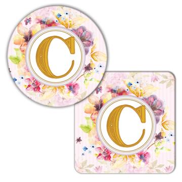 Monogram Letter C : Gift Coaster Name Initial Alphabet ABC