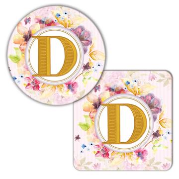 Monogram Letter D : Gift Coaster Name Initial Alphabet ABC