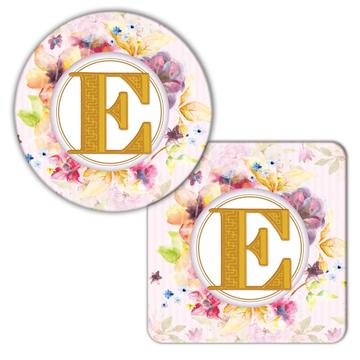 Monogram Letter E : Gift Coaster Name Initial Alphabet ABC