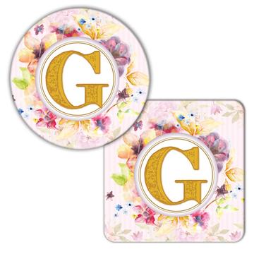 Monogram Letter G : Gift Coaster Name Initial Alphabet ABC
