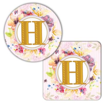 Monogram Letter H : Gift Coaster Name Initial Alphabet ABC