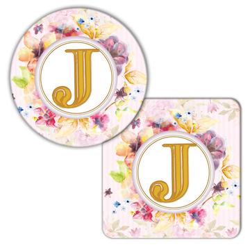 Monogram Letter J : Gift Coaster Name Initial Alphabet ABC
