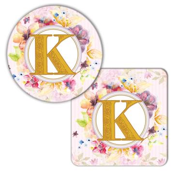 Monogram Letter K : Gift Coaster Name Initial Alphabet ABC