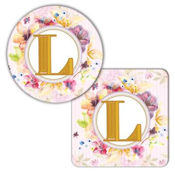 Monogram Letter L : Gift Coaster Name Initial Alphabet ABC