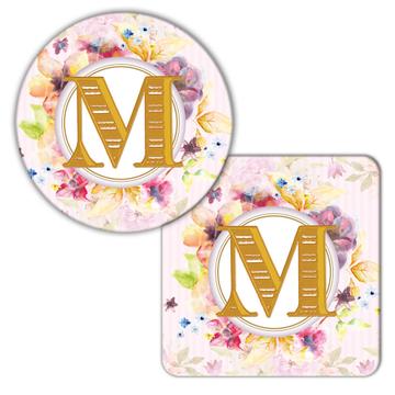 Monogram Letter M : Gift Coaster Name Initial Alphabet ABC