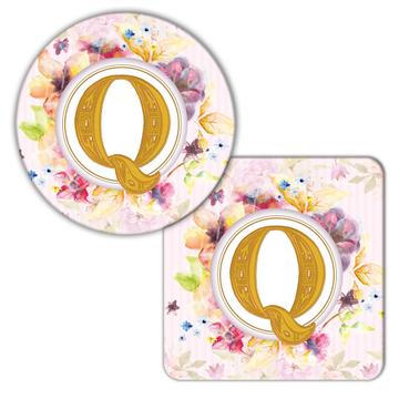 Monogram Letter Q : Gift Coaster Name Initial Alphabet ABC