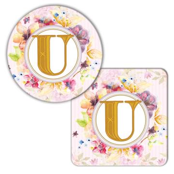 Monogram Letter U : Gift Coaster Name Initial Alphabet ABC