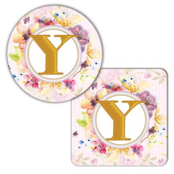 Monogram Letter Y : Gift Coaster Name Initial Alphabet ABC
