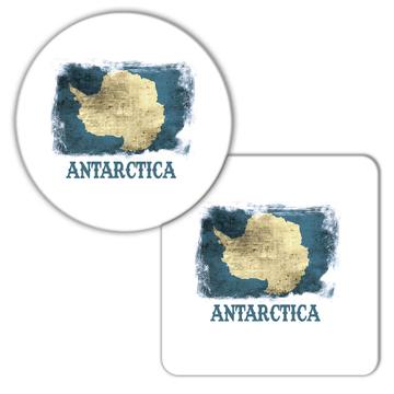 Antarctica Flag : Gift Coaster Continent North Pole Snow Country Souvenir Map Travel Unique