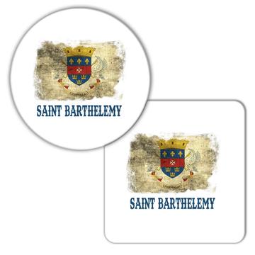 Saint Barthelemy Flag Distressed : Gift Coaster Coat Of Arms North American Country Souvenir