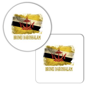 Brunei Darussalam Bruneian Flag : Gift Coaster Asia Asian Country Souvenir Patriotic Vintage