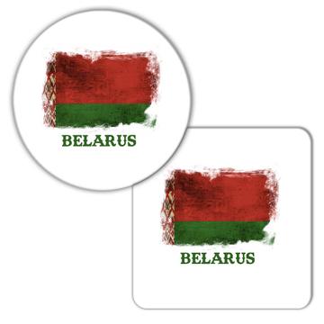 Belarus Belarusian Flag : Gift Coaster Europe European Country Souvenir Lukashenko Vintage