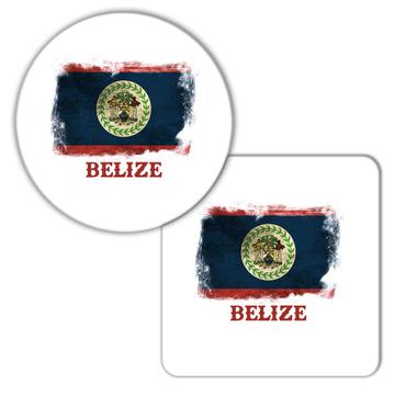 Belize Belizean Flag : Gift Coaster Distressed Central American Country Souvenir Patriotic Vintage