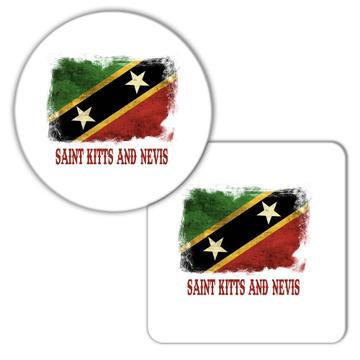 Saint Kitts And Nevis Flag : Gift Coaster North America Country Proud Souvenir Patriotic Vintage