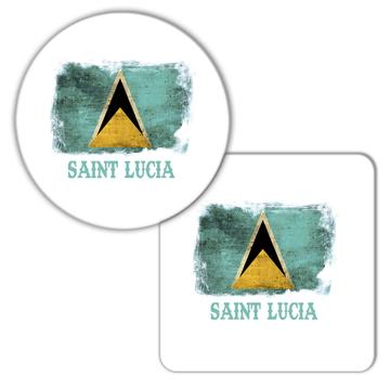 Saint Lucia Flag : Gift Coaster Distressed North American Country Pride Souvenir National Vintage