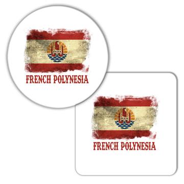 French Polynesia Flag : Gift Coaster Proud Country Vintage National Souvenir Australia Distressed