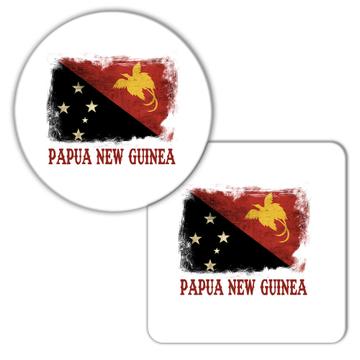 Papua New Guinea Guinean Flag : Gift Coaster Country Vintage National Souvenir Australia Distressed