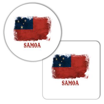 Samoa Flag : Gift Coaster Distressed Art Polynesian Country Souvenir National Pride Vintage