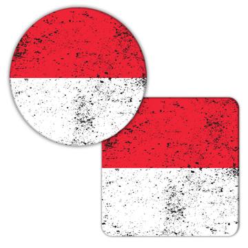 Indonesia : Gift Coaster Indonesian Flag Retro Artistic Expat Country