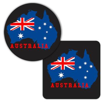 AUSTRALIA Map : Gift Coaster Australian Aussie Flag Expat Pride Country Souvenir