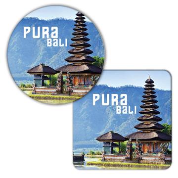 BALI INDONESIA : Gift Coaster Pura Temple Flag Indonesian Balinese Country