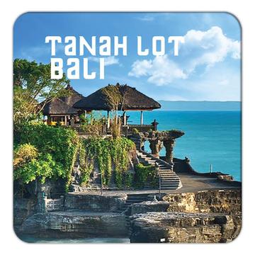 BALI INDONESIA : Gift Coaster Tanah Lot Temple Flag Indonesian Balinese Country