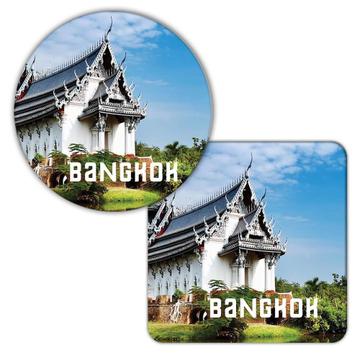BANGKOK THAILAND : Gift Coaster Temple Flag Thai Buddhist Country Pride Expat