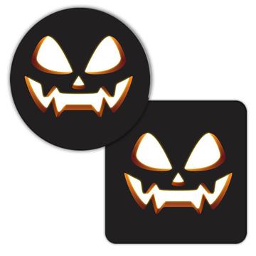 Scary Halloween Pumpkin : Gift Coaster Fall Autumn Face Decoration