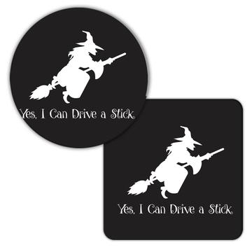 WITCH Halloween : Gift Coaster Fall Face Decoration Broom Yes I Can Drive a Stick