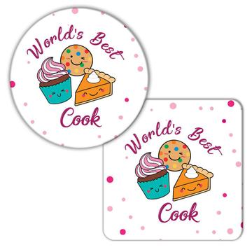 Worlds Best Cook : Gift Coaster Cupcake Cake Pie Cookie Cute Baker