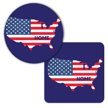 USA Home Map Flag : Gift Coaster Americana United States American Country