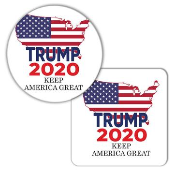 Keep America Great Trump 2020 : Gift Coaster USA Donald American Flag Map MAGA