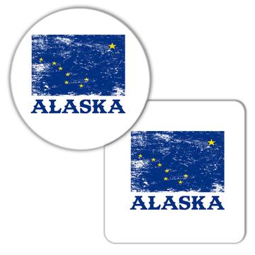 Alaska : Gift Coaster Flag Distressed Souvenir State USA Christmas Birthday Coworker