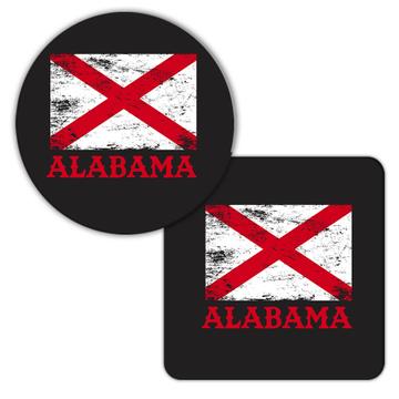 Alabama : Gift Coaster Flag Distressed Souvenir State USA Christmas Coworker