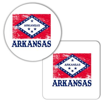 Arkansas : Gift Coaster Flag Distressed Souvenir State USA Christmas Coworker